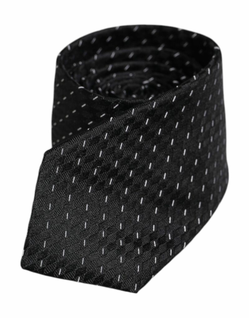 Dolce & Gabbana Black Patterned Silk Adjustable Necktie Tie - Image 3