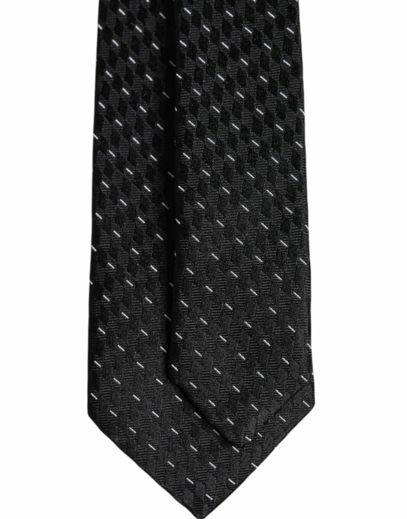 Dolce & Gabbana Black Patterned Silk Adjustable Necktie Tie - Image 5