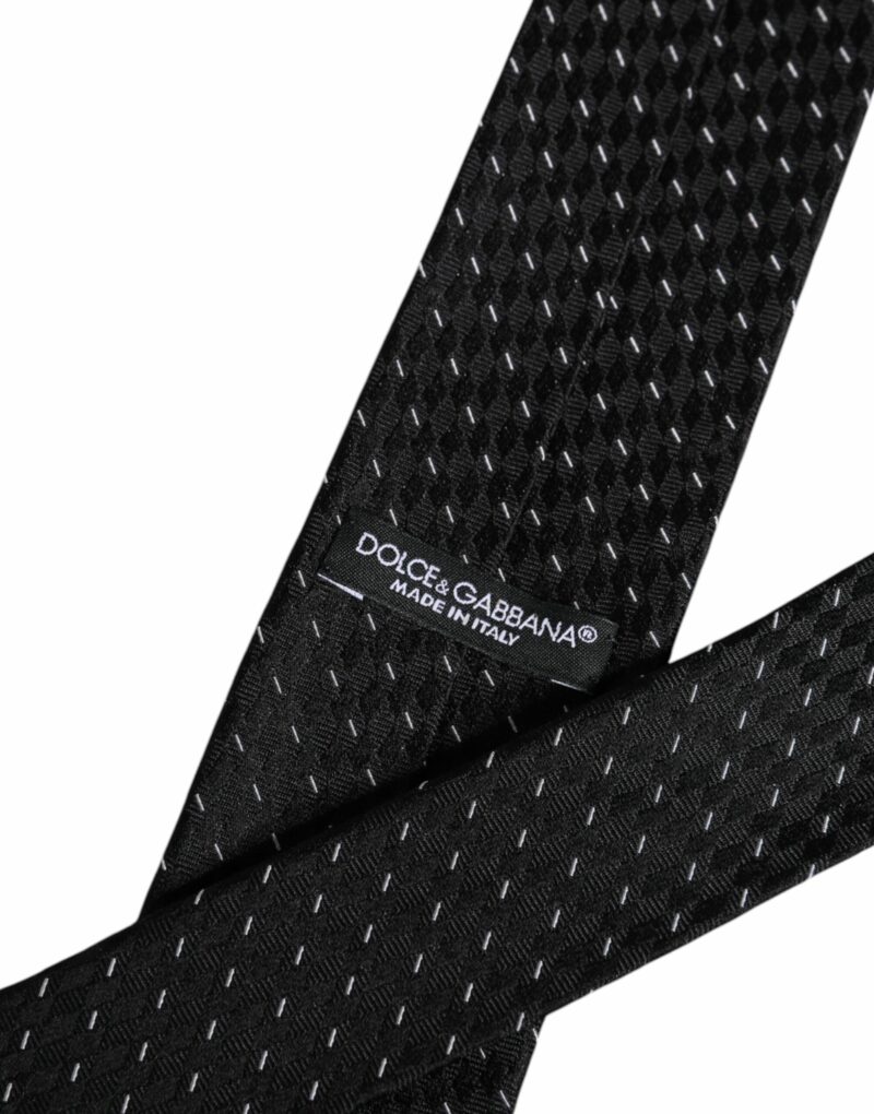 Dolce & Gabbana Black Patterned Silk Adjustable Necktie Tie - Image 6