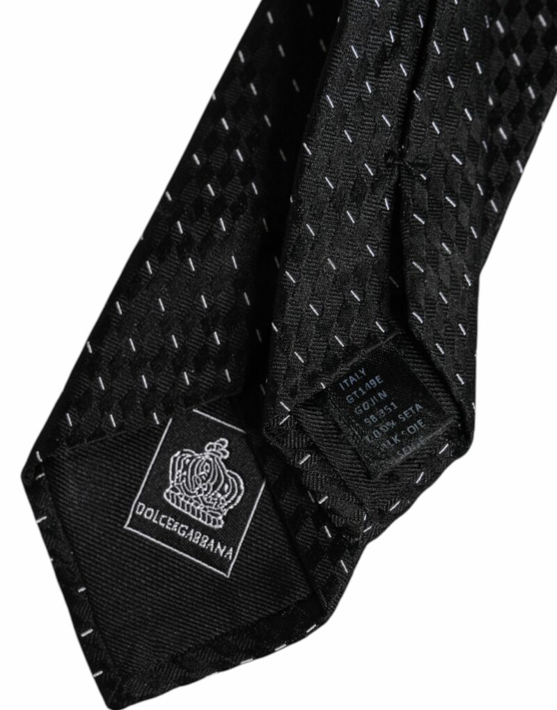 Dolce & Gabbana Black Patterned Silk Adjustable Necktie Tie - Image 7
