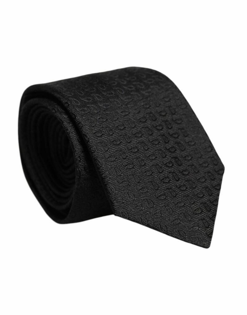 Dolce & Gabbana Black Patterned Silk Adjustable Necktie Tie - Image 2