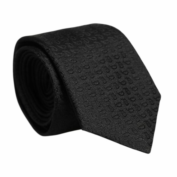 Dolce & Gabbana Black Patterned Silk Adjustable Necktie Tie