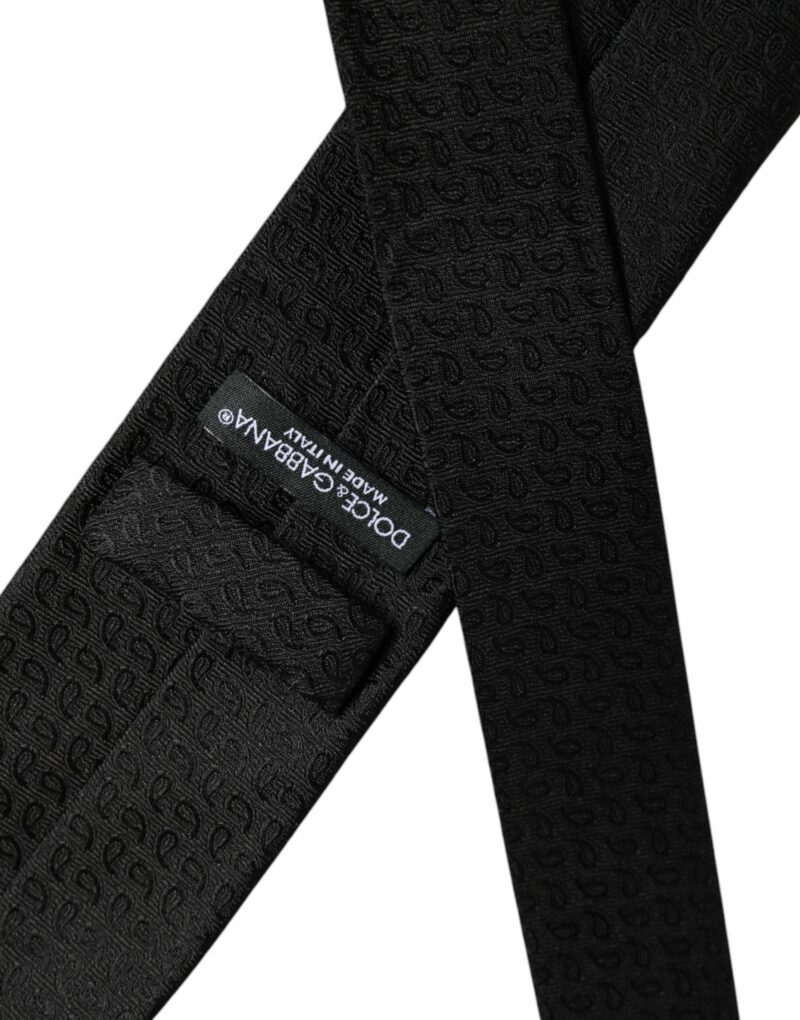 Dolce & Gabbana Black Patterned Silk Adjustable Necktie Tie - Image 6