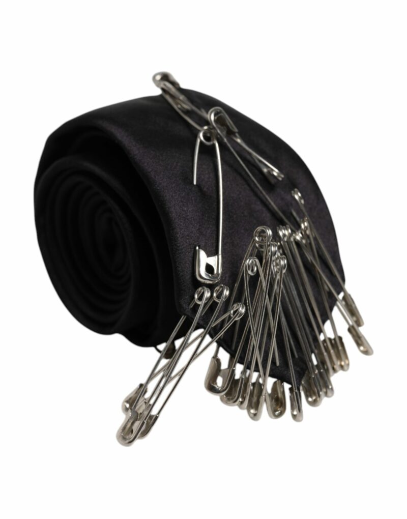Dolce & Gabbana Black Pins Embellished Adjustable Necktie Tie - Image 2