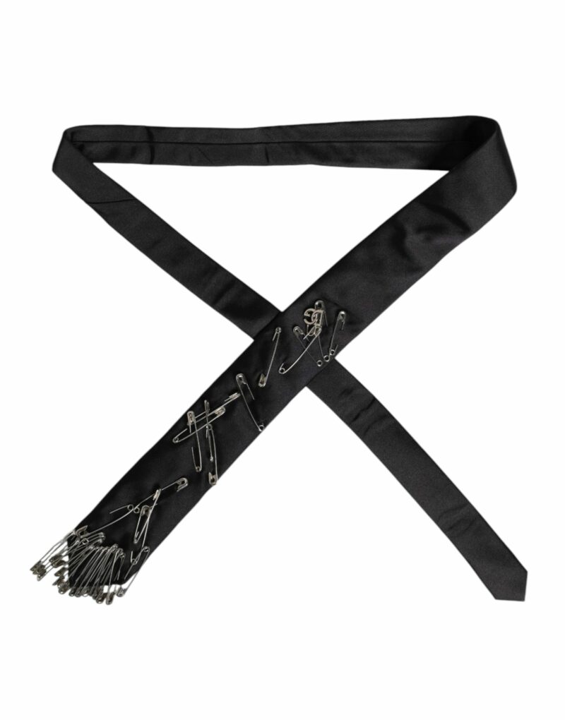 Dolce & Gabbana Black Pins Embellished Adjustable Necktie Tie - Image 4