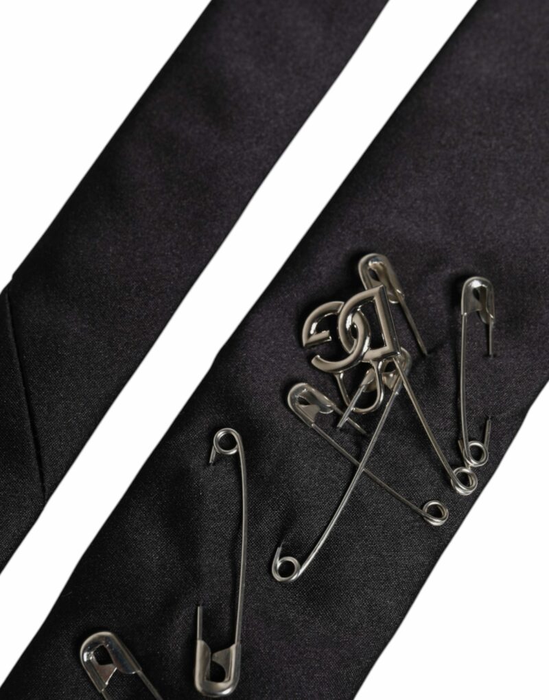 Dolce & Gabbana Black Pins Embellished Adjustable Necktie Tie - Image 6