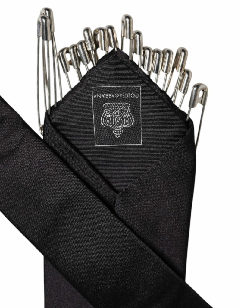 Dolce & Gabbana Black Pins Embellished Adjustable Necktie Tie - Image 7