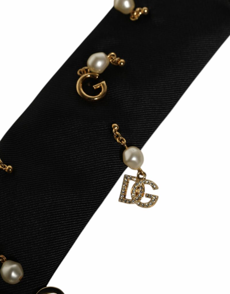 Dolce & Gabbana Black Logo Embellished Adjustable Necktie Tie - Image 6