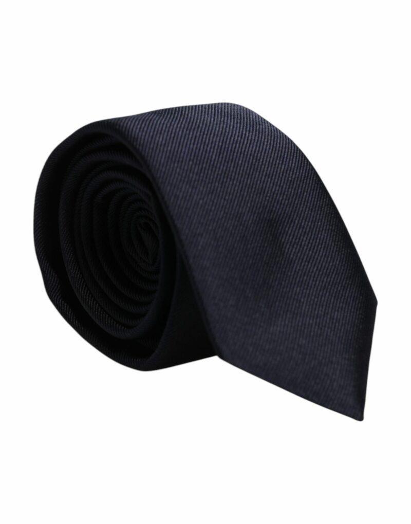 Dolce & Gabbana Dark Blue Silk Adjustable Necktie Tie - Image 2