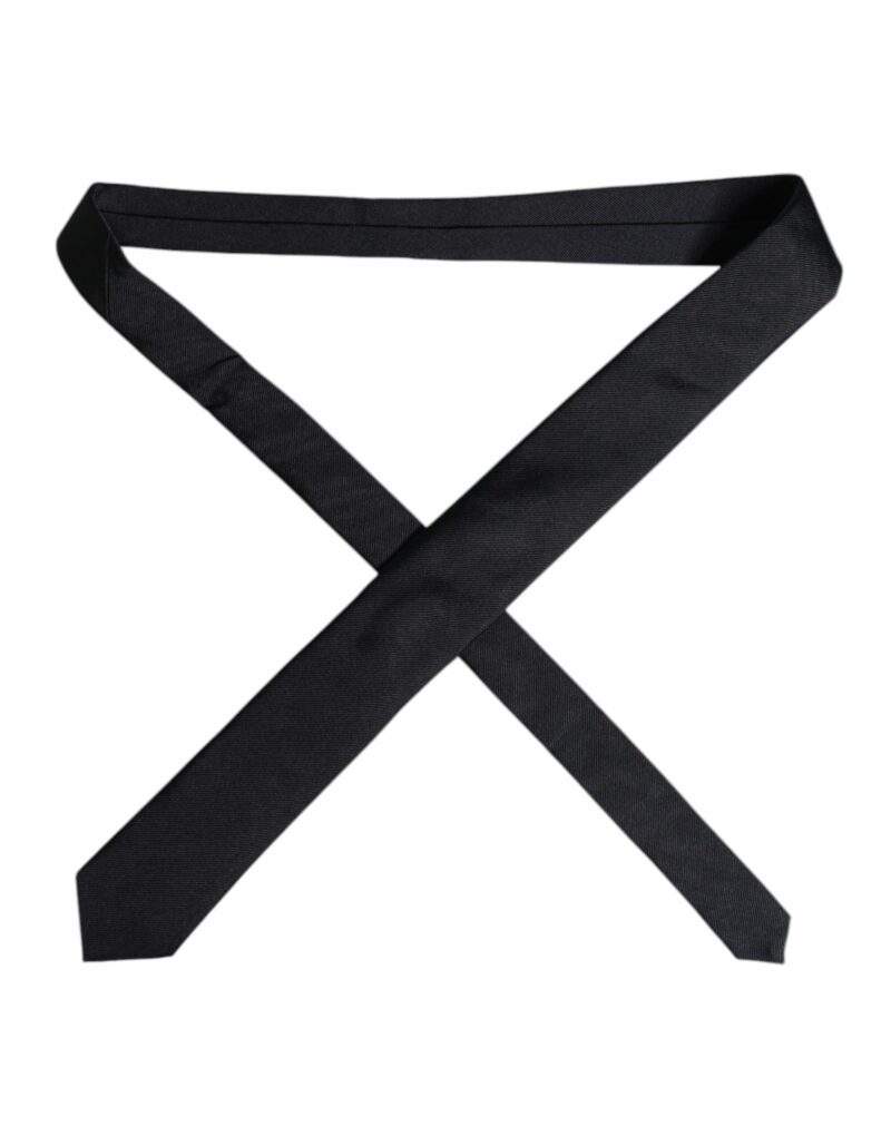 Dolce & Gabbana Dark Blue Silk Adjustable Necktie Tie - Image 4