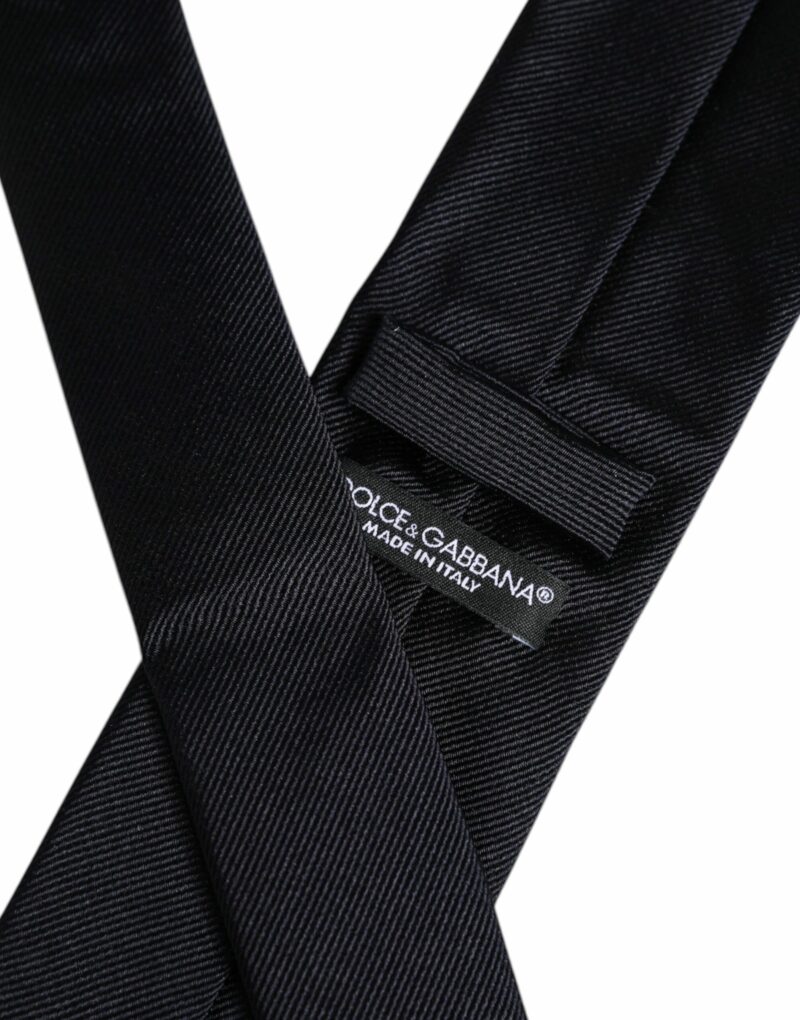 Dolce & Gabbana Dark Blue Silk Adjustable Necktie Tie - Image 6