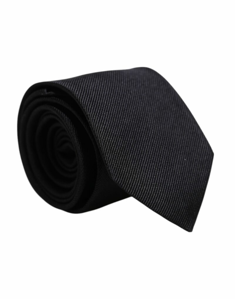 Dolce & Gabbana Black Solid Silk Adjustable Necktie Tie - Image 2