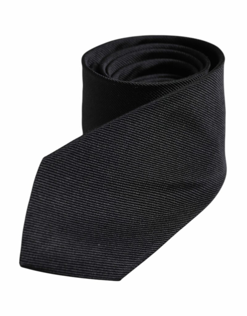 Dolce & Gabbana Black Solid Silk Adjustable Necktie Tie - Image 3