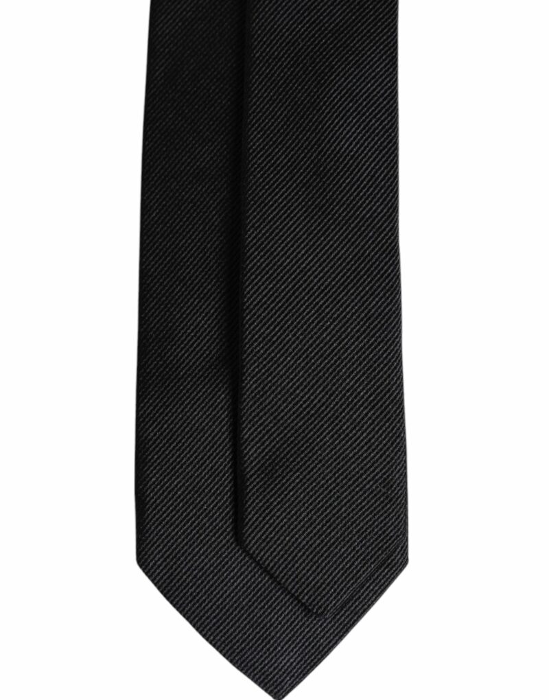 Dolce & Gabbana Black Solid Silk Adjustable Necktie Tie - Image 5