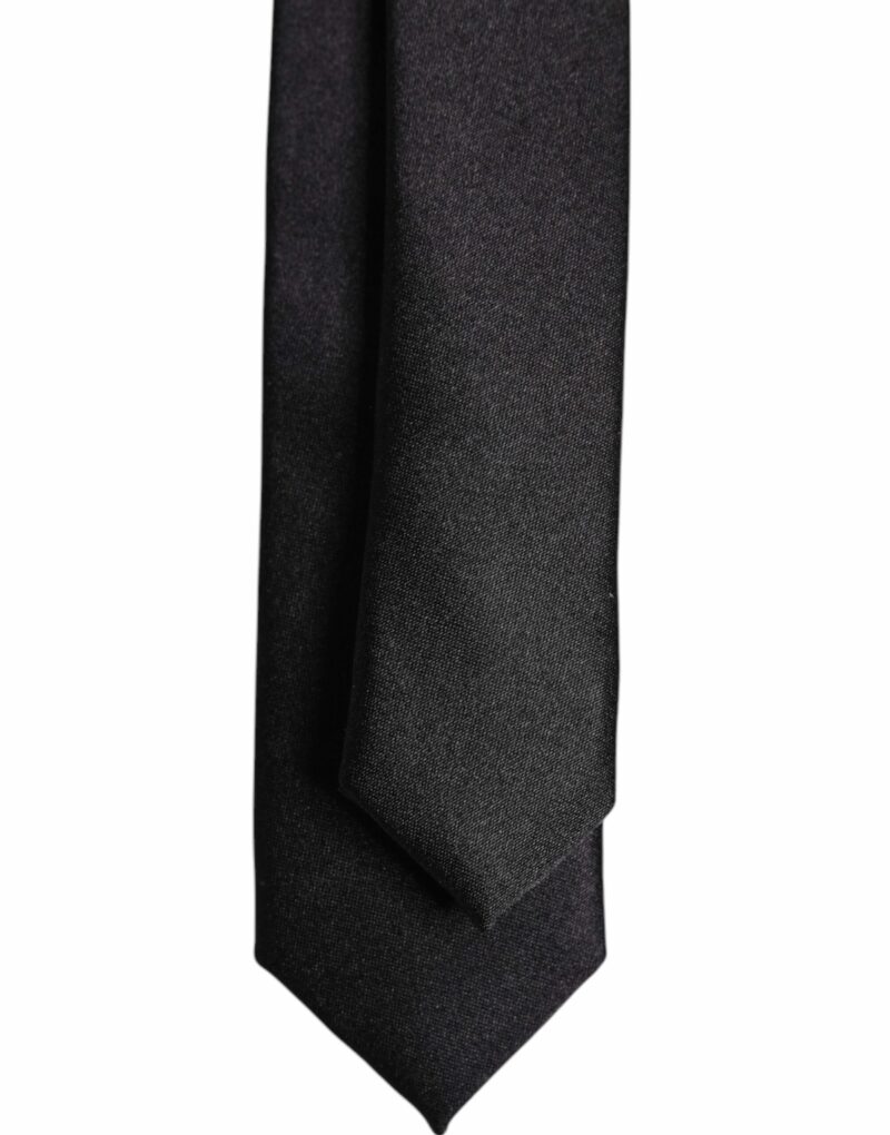 Dolce & Gabbana Black Solid Silk Adjustable Necktie Tie - Image 4