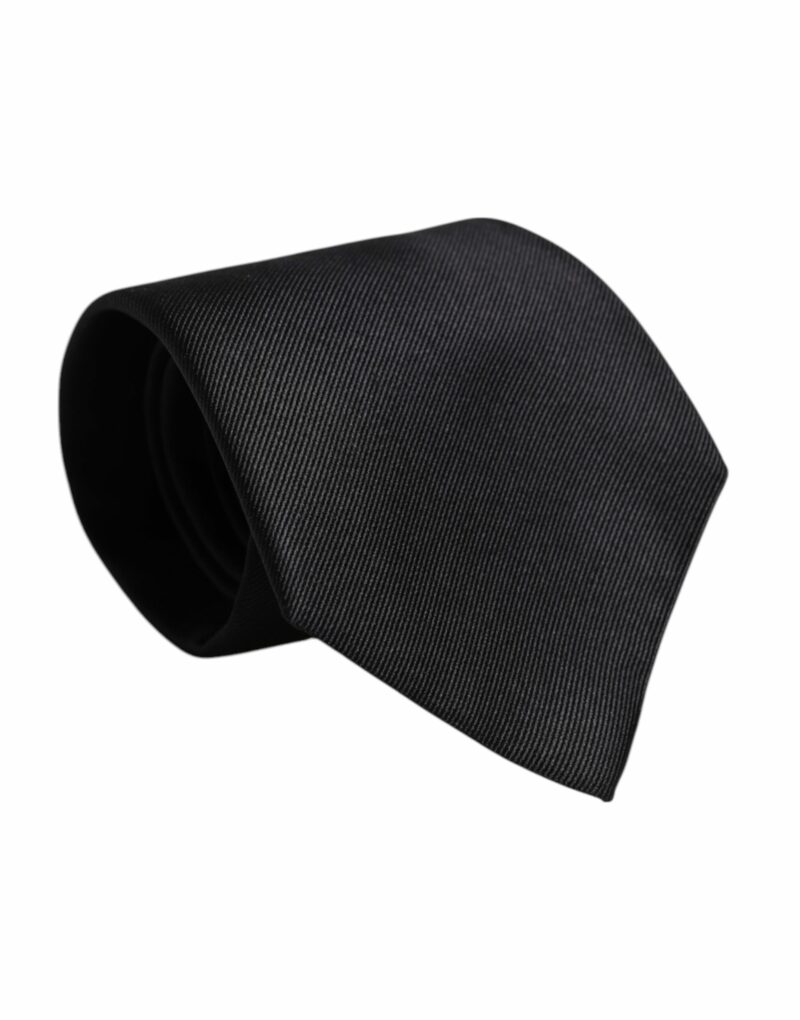 Dolce & Gabbana Black Solid Silk Adjustable Necktie Tie
