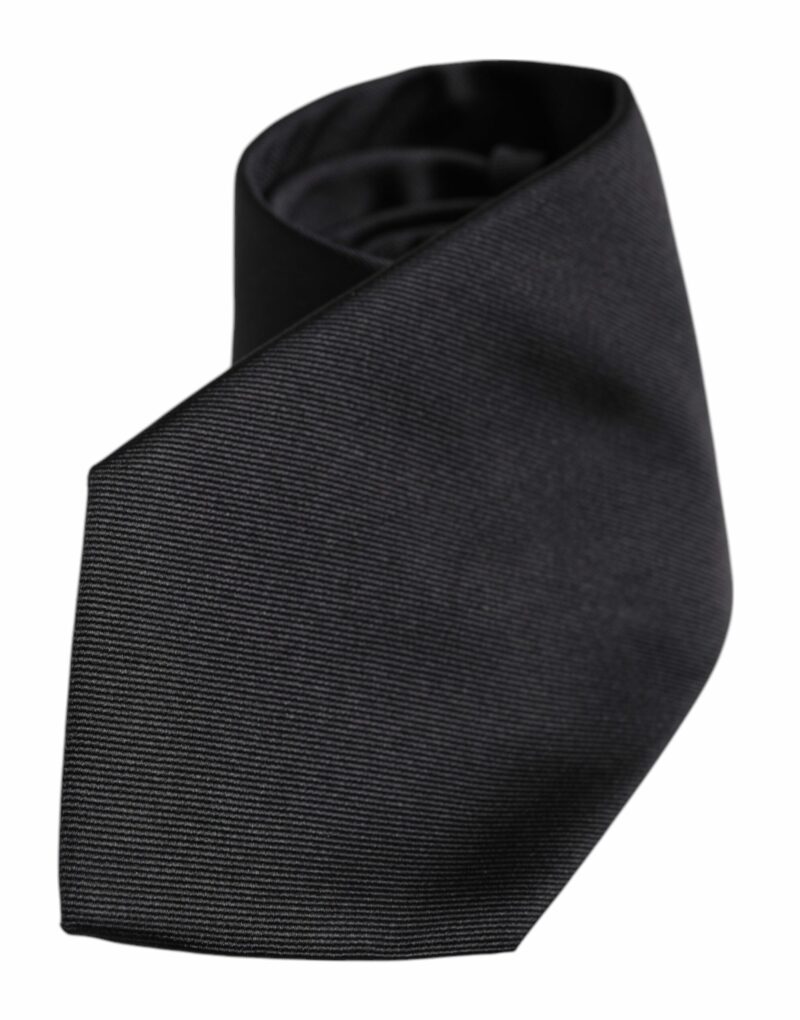 Dolce & Gabbana Black Solid Silk Adjustable Necktie Tie - Image 3