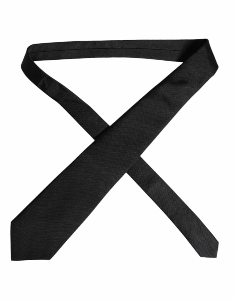 Dolce & Gabbana Black Solid Silk Adjustable Necktie Tie - Image 4