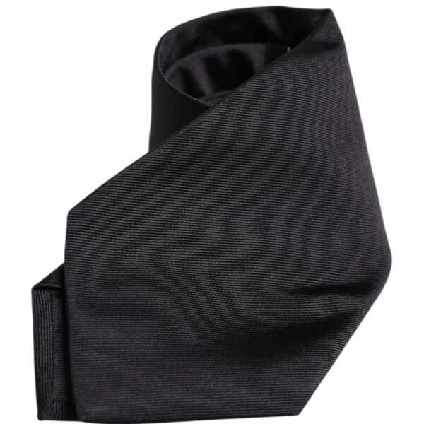 Dolce & Gabbana Black Solid Silk Adjustable Necktie Tie