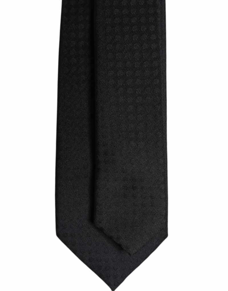 Dolce & Gabbana Black Circles Silk Adjustable Necktie Tie - Image 5
