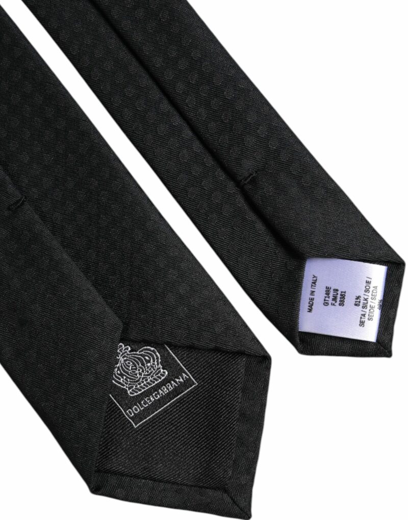 Dolce & Gabbana Black Circles Silk Adjustable Necktie Tie - Image 6