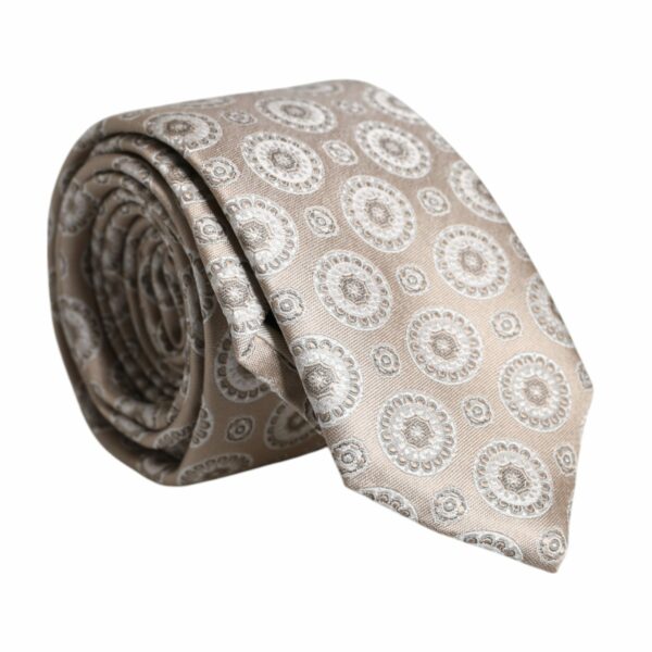 Dolce & Gabbana Beige Foulard Print Silk Adjustable Necktie Tie