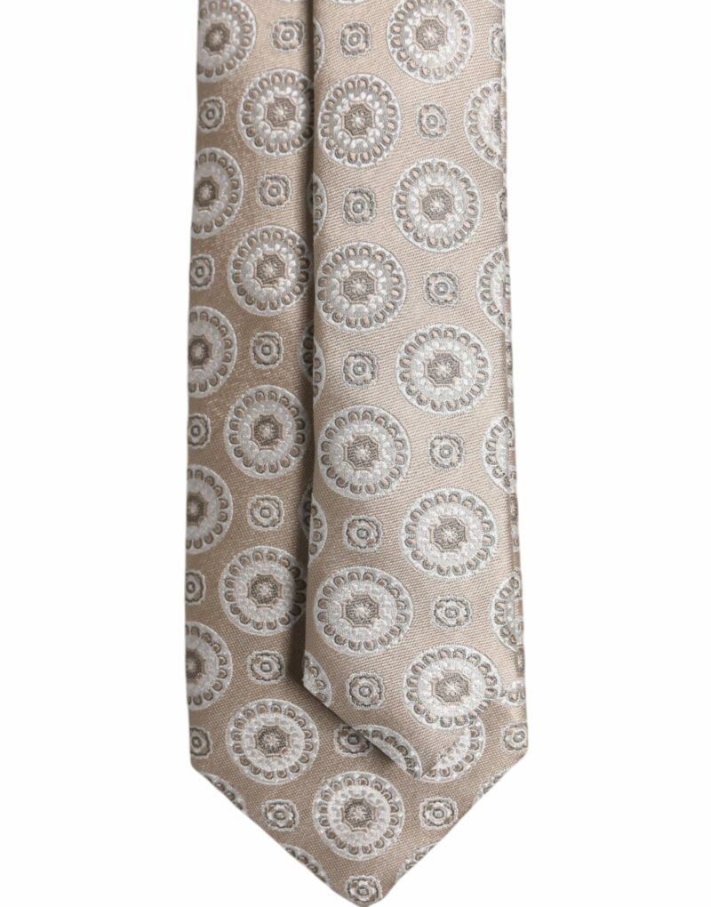 Dolce & Gabbana Beige Foulard Print Silk Adjustable Necktie Tie - Image 5