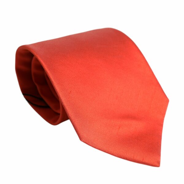 Dolce & Gabbana Orange Solid Silk Adjustable Necktie Tie