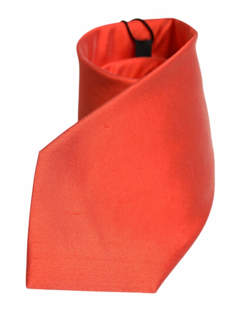 Dolce & Gabbana Orange Solid Silk Adjustable Necktie Tie - Image 3