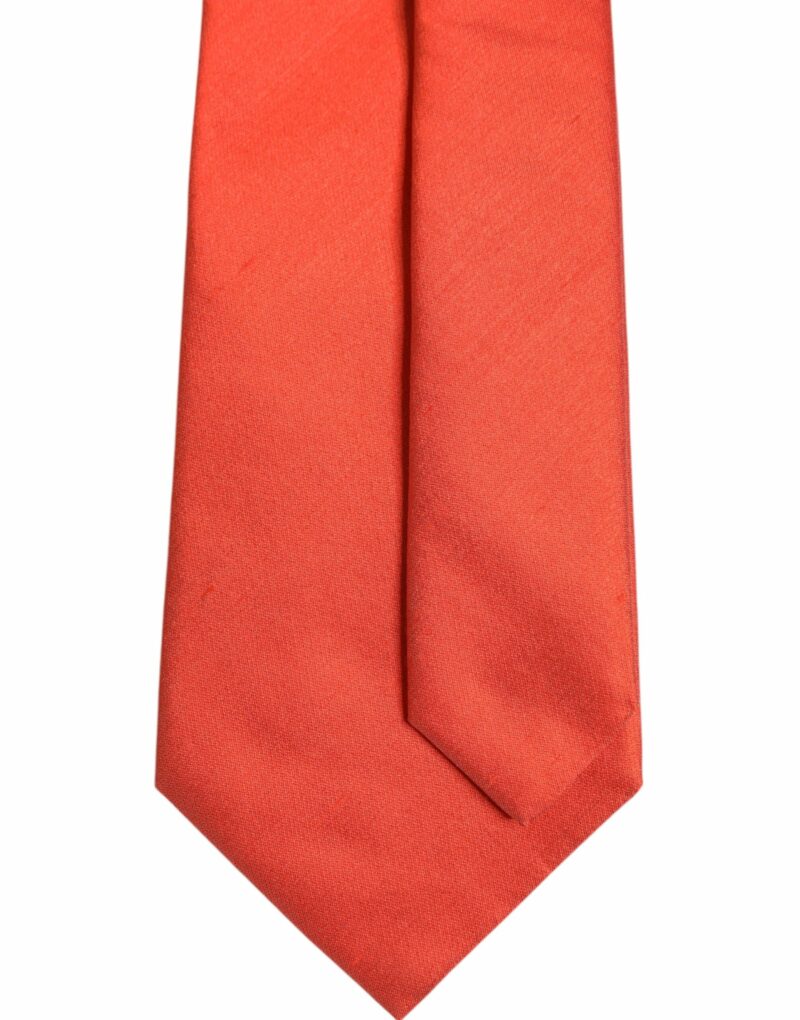 Dolce & Gabbana Orange Solid Silk Adjustable Necktie Tie - Image 5