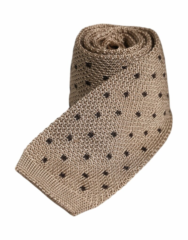 Dolce & Gabbana Beige Polka Dot Silk Adjustable Necktie Tie - Image 3