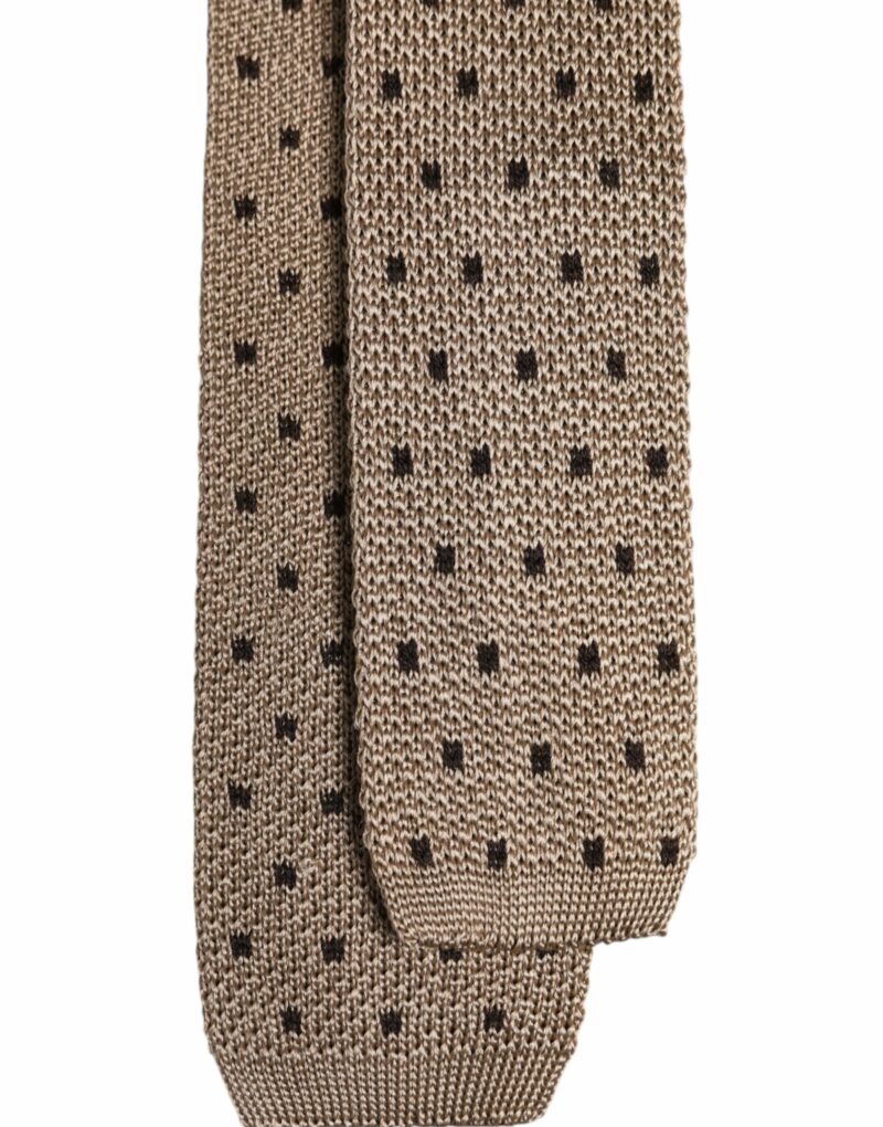 Dolce & Gabbana Beige Polka Dot Silk Adjustable Necktie Tie - Image 5