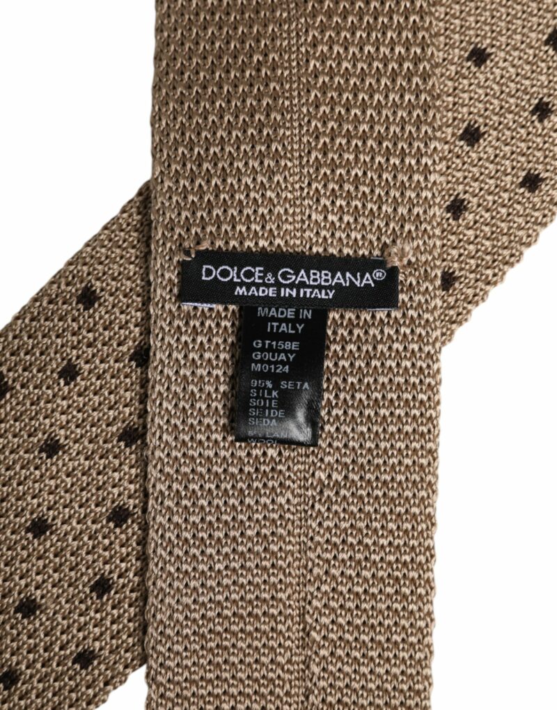 Dolce & Gabbana Beige Polka Dot Silk Adjustable Necktie Tie - Image 6