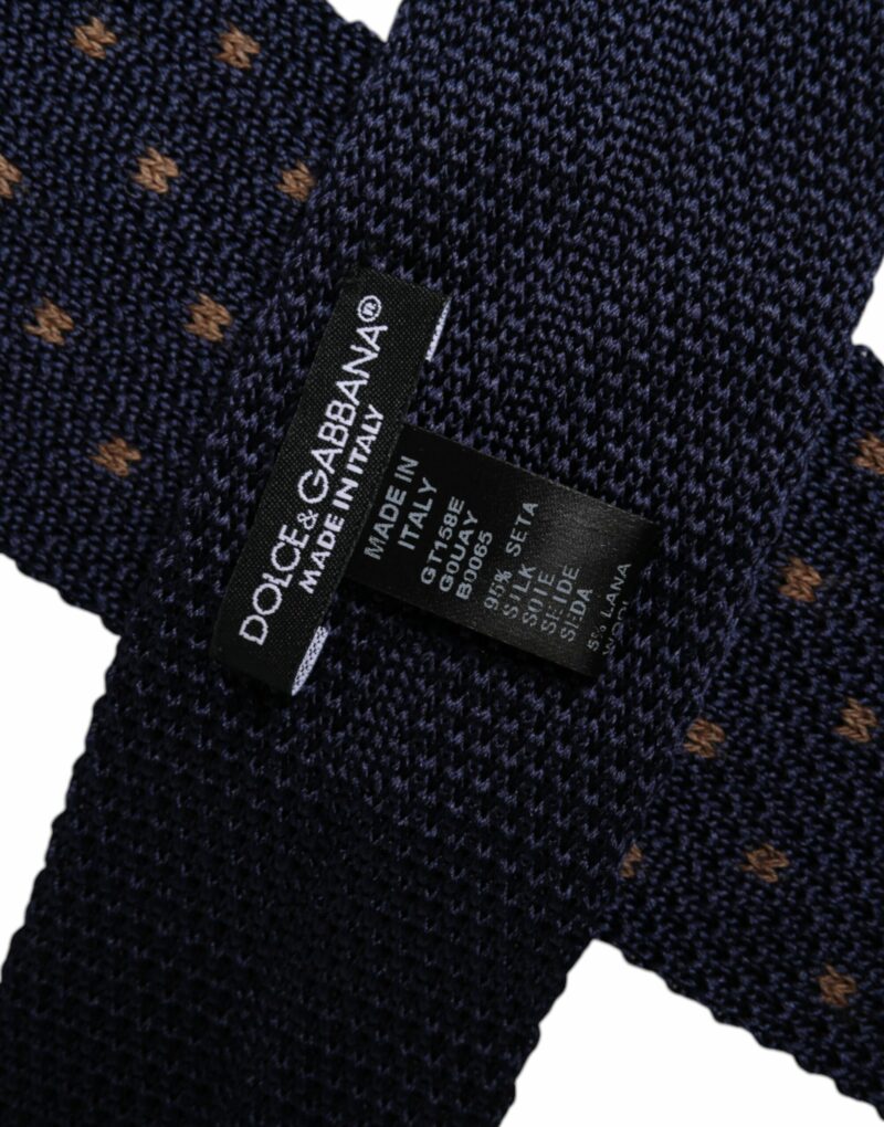 Dolce & Gabbana Blue Polka Dot Silk Adjustable Necktie Tie - Image 6