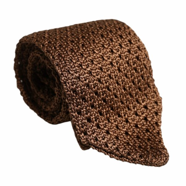 Dolce & Gabbana Brown Knitted Silk Adjustable Necktie Tie