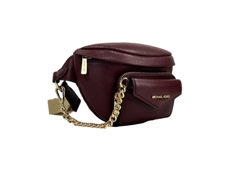 Michael Kors Leather Maise 2 in 1 Fanny Waist Pack Bag Maroon - Image 3