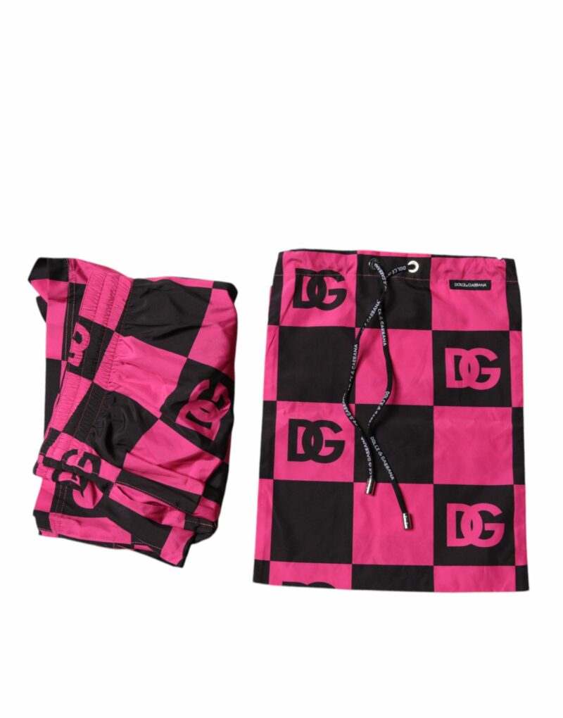 Dolce & Gabbana Black Pink Logo Beachwear Shorts 2Pc Swimwear - Image 5