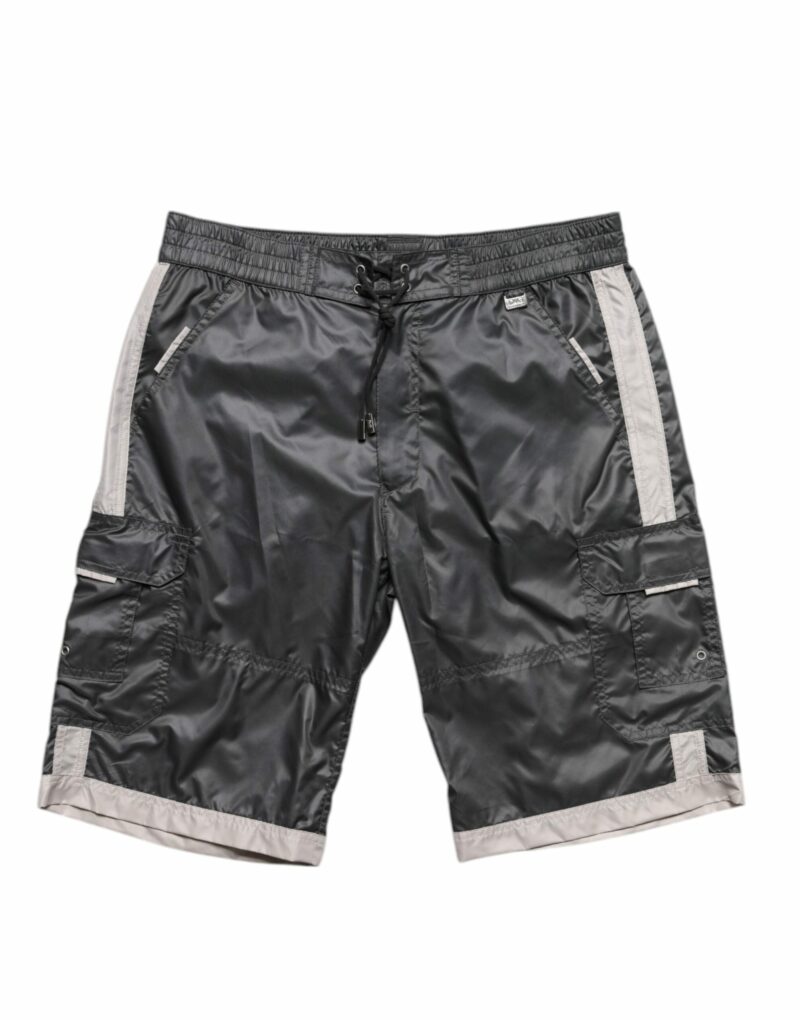 Dolce & Gabbana Gray Polyester Beachwear Swim Shorts Swimwear - Image 2