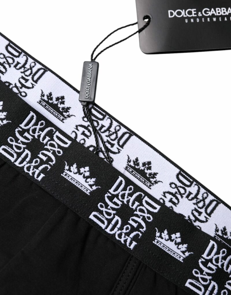 Dolce & Gabbana Black Cotton Stretch Men Regular Boxer Underwear - Image 4
