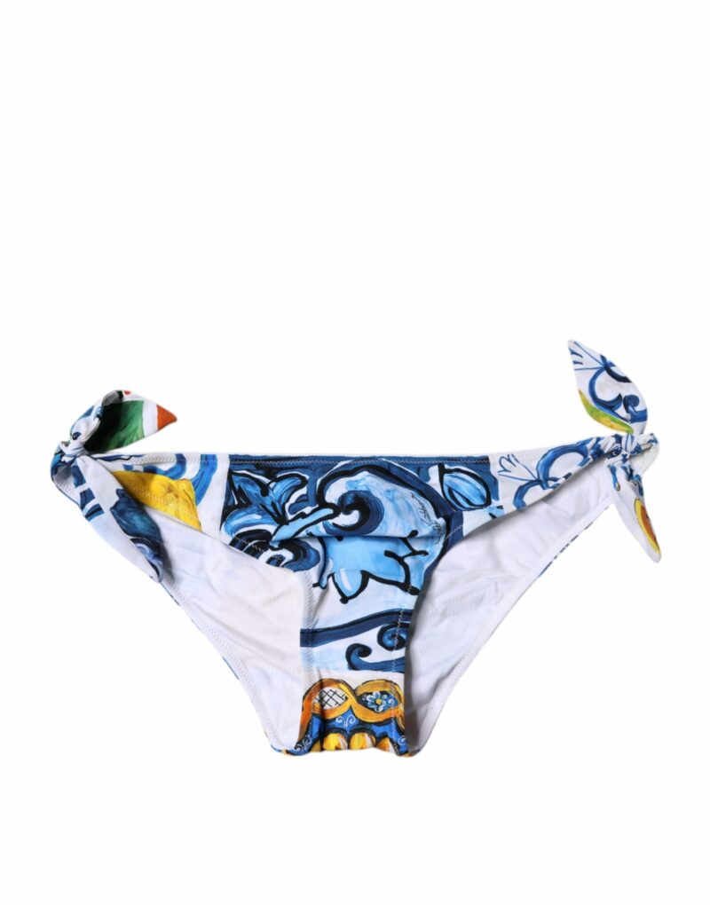 Dolce & Gabbana White Majolica Swimsuit Bikini Bottom Swimwear - Image 2