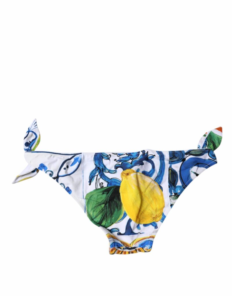 Dolce & Gabbana White Majolica Swimsuit Bikini Bottom Swimwear - Image 3