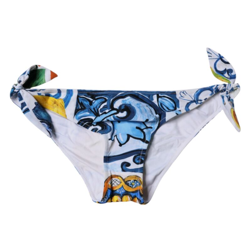 Dolce & Gabbana White Majolica Swimsuit Bikini Bottom Swimwear - Image 4