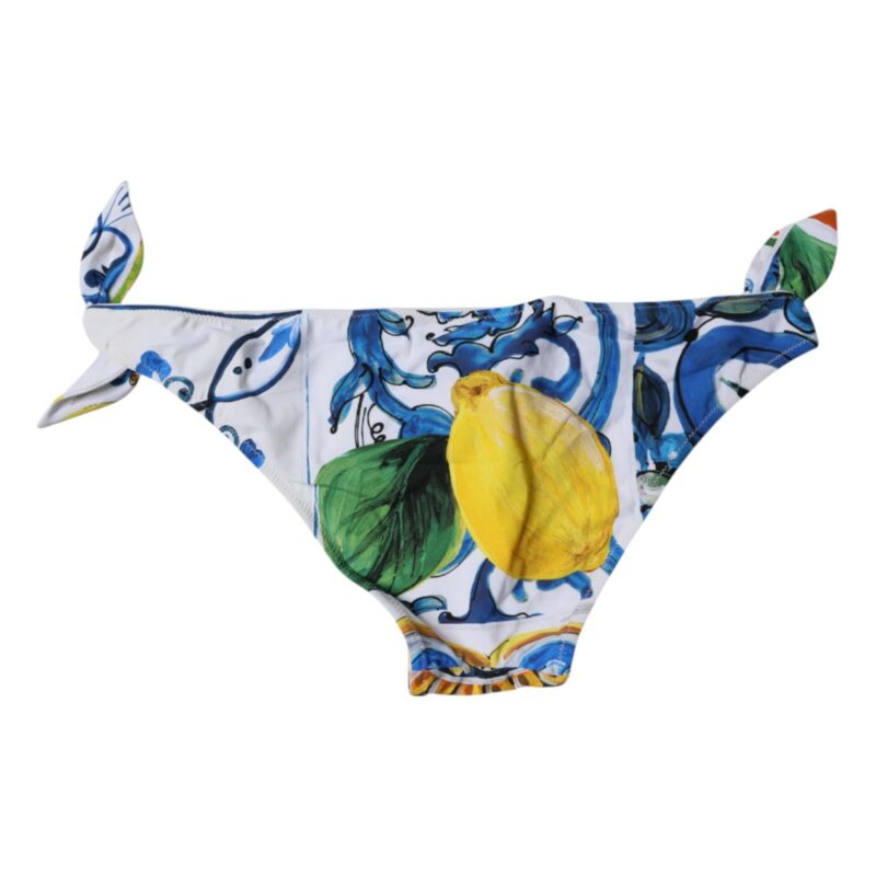 Dolce & Gabbana White Majolica Swimsuit Bikini Bottom Swimwear - Image 5