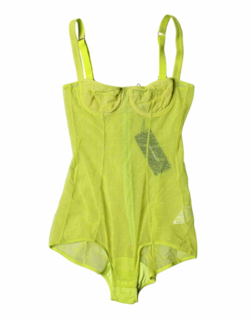 Dolce & Gabbana Green Tulle Balconette Bra Bodysuit Underwear - Image 2