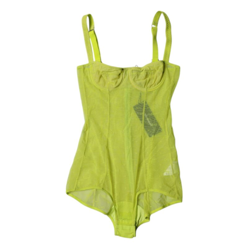 Dolce & Gabbana Green Tulle Balconette Bra Bodysuit Underwear - Image 3