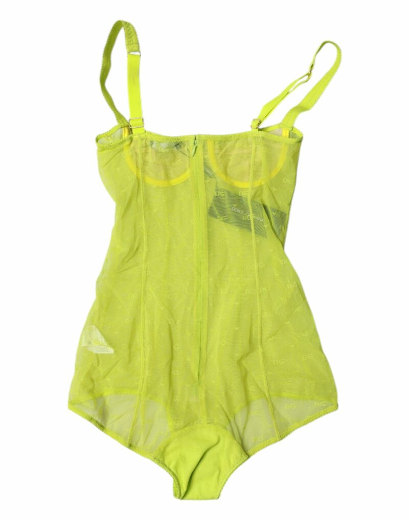 Dolce & Gabbana Green Tulle Balconette Bra Bodysuit Underwear - Image 4