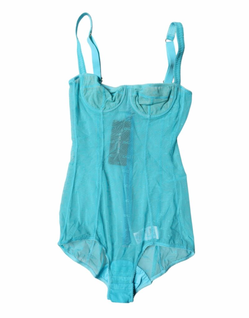 Dolce & Gabbana Blue Tulle Balconette Bra Bodysuit Underwear - Image 2