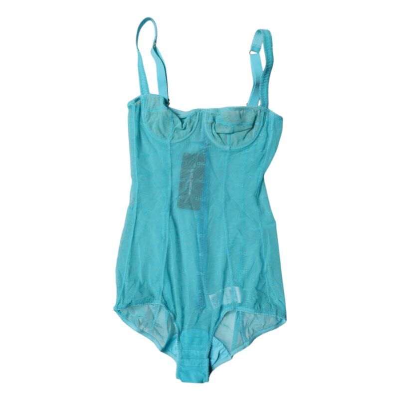 Dolce & Gabbana Blue Tulle Balconette Bra Bodysuit Underwear - Image 3