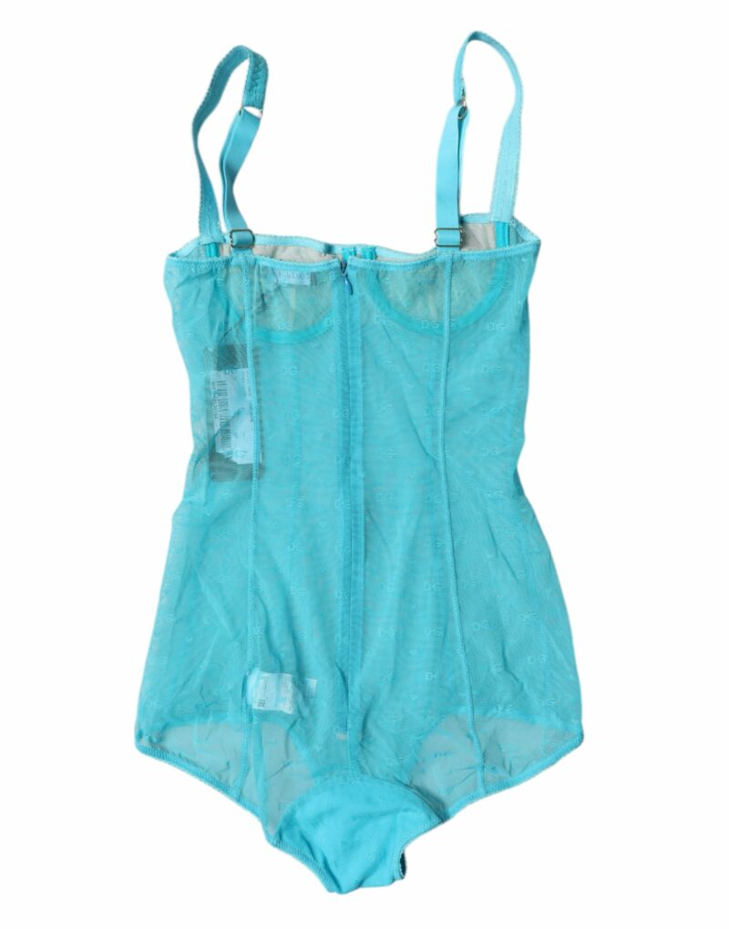 Dolce & Gabbana Blue Tulle Balconette Bra Bodysuit Underwear - Image 4