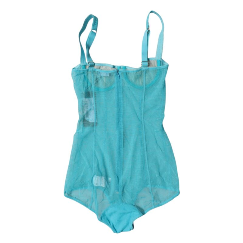 Dolce & Gabbana Blue Tulle Balconette Bra Bodysuit Underwear - Image 5